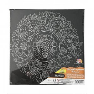 Panza pentru Pictura Predesenata pe Sasiu Neagra, Model Mandale, School Friendly Sf Art, Dimensiune 300x300 mm