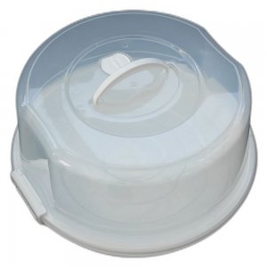 Cutie de Prajitura Rotunda cu Maner Alb, Material Plastic Cutie de Prajitura Rotunda cu Maner Alb, Material Plastic