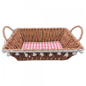 Cos Impletit Dreptunghic Maro, Material Plastic si Metal, Dimensiune 26x19x8 cm Cos Impletit Dreptunghic Maro, Material Plastic si Metal, Dimensiune 26x19x8 cm