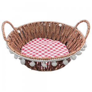 Cos Impletit Rotund Maro, Material Plastic si Metal, Dimensiune 22x8 cm Cos Impletit Rotund Maro, Material Plastic si Metal, Dimensiune 22x8 cm