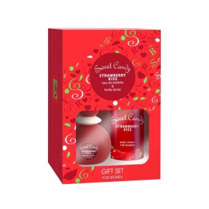 Set Sweet Candy, Strawberry Kiss, Apa de Toaleta 100 ml + Deodorant 150 ml, Pentru Femei