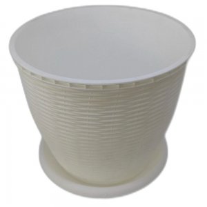 Ghiveci pentru Flori din Plastic, Include Tavita, 2,75 L, Culoare Alb Ghiveci pentru Flori din Plastic, Include Tavita, 2,75 L, Culoare Alb