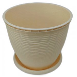 Ghiveci pentru Flori din Plastic, Include Tavita, 2,75 L, Culoare Crem Ghiveci pentru Flori din Plastic, Include Tavita, 2,75 L, Culoare Crem