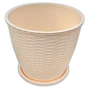 Ghiveci pentru Flori din Plastic, Include Tavita, 6 L, Culoare Crem