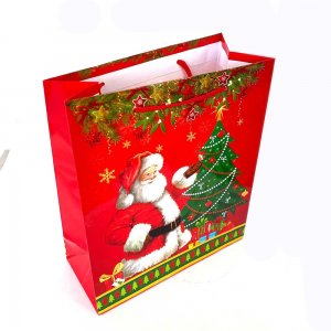 Sacose pentru Cadou Plastifiate Mici, Model Sarbatori, 12 Pungi/Set