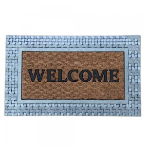 Pres de Intrare Welcome Optim Deko, Dimensiune 75x45x2 cm, Material Cauciuc Natural, Culoare Argintiu
