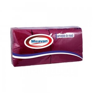 Servetele de Masa Misavan in 2 Straturi, Dimensiune 330x330 mm, 250 Buc/Set, Culoare Burgundy