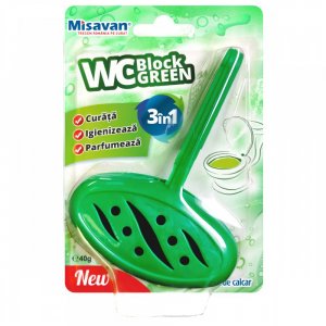 Odorizant WC Misavan Block Green, Culoare Verde, 1 Buc/Set, 40 g