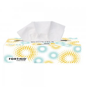 Servetele in Cutie Fortino, 2 Straturi, 100 Buc/Cutie, 100% Celuloza, Dimensiune foaie 210x193 mm