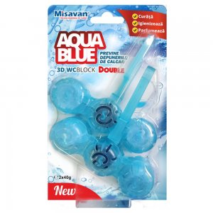 Odorizant WC Misavan Block Aqua Blue 3D, 2 Buc/Set, 40 g