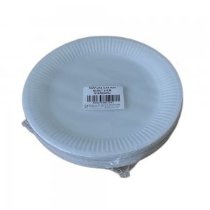 Farfurii din Carton Misavan de Unica Folosinta Standard Rotunda, 50 Buc/Set, Dimensiune 230 mm, Culoare Alb