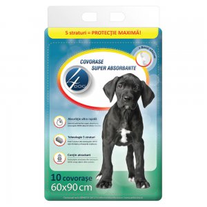 Covorase Absorbante 4 Dog, Dimensiune 60x90 cm, 10 Buc/Pachet Covorase Absorbante 4 Dog, Dimensiune 60x90 cm, 10 Buc/Pachet