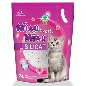Asternut Igienic Miau Miau pentru Pisici Silicat, 8 L Asternut Igienic Miau Miau pentru Pisici Silicat, 8 L