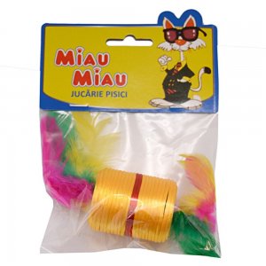 Jucarie HL08 Cilindru Sisal Cu Pene Jucarie HL08 Cilindru Sisal Cu Pene