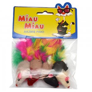 Jucarie Miau Miau HL15 Soricel cu Pene, 4 Buc/Pachet Jucarie Miau Miau HL15 Soricel cu Pene, 4 Buc/Pachet