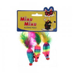 Jucarie Miau Miau HL19 Soricel Sisal cu Pene, 3 Buc/Pachet Jucarie Miau Miau HL19 Soricel Sisal cu Pene, 3 Buc/Pachet