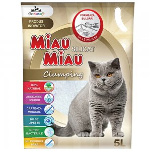 Asternut Igienic pentru Pisici Silicatic Miau Miau Clumping, 5 L Asternut Igienic pentru Pisici Silicatic Miau Miau Clumping, 5 L