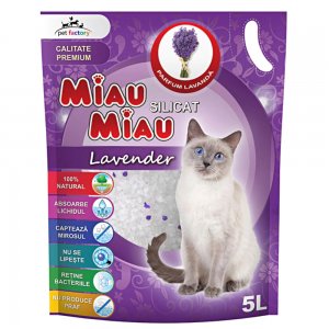 Asternut Igienic pentru Pisici Silicatic Miau Miau Lavanda, 5 L Asternut Igienic pentru Pisici Silicatic Miau Miau Lavanda, 5 L