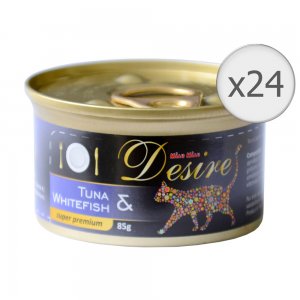 Conserva pentru Pisici Cutie Desire cu Ton si Peste Alb, 24 Buc/Bax x 85 g