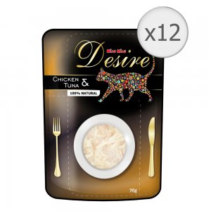 Hrana Umeda pentru Pisici Desire cu Pui File si Ton, 12 Buc/Bax x 70 g