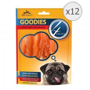 Recompense pentru Caini 4 Dogs Goodies Chicken Rawhide Stick, 12 Buc/Bax x 100 g