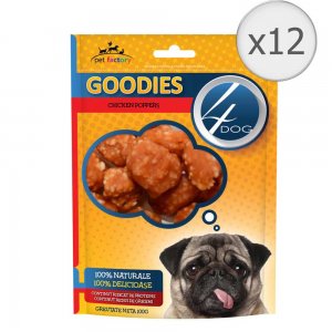Recompense pentru Caini 4 Dogs Goodies Chicken Poppers, 12 Buc/Bax x 100 g