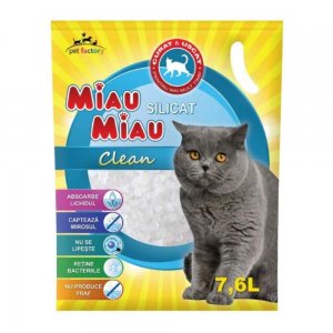 Asternut Igienic Silicatic Miau Miau pentru Pisci, 7.6 L Asternut Igienic Silicatic Miau Miau pentru Pisci, 7.6 L