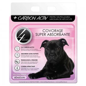 Covorase Absorbante 4 Dog Charcoal, Dimensiune 60x60 cm, 10 Buc/Pachet Covorase Absorbante 4 Dog Charcoal, Dimensiune 60x60 cm, 10 Buc/Pachet