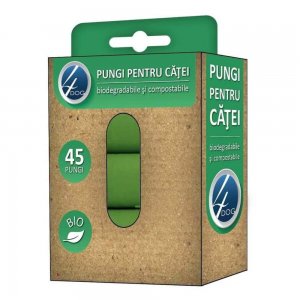 Pungi Igienice 4 Dog Biodegradabile, 3 Role, 45 Pungi Pungi Igienice 4 Dog Biodegradabile, 3 Role, 45 Pungi