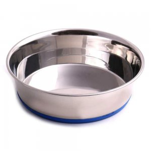 Castron 4Dog Inox, Baza Albastra, 360 ml, 11 cm Castron 4Dog Inox, Baza Albastra, 360 ml, 11 cm