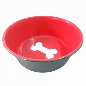 Castron 4 Dog Inox, Interior Rosu, Antiderapant, 900 ml, 16 cm Castron 4 Dog Inox, Interior Rosu, Antiderapant, 900 ml, 16 cm