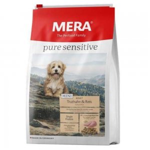 Hrana Uscata pentru Caini Mera Dog Pure Sensitive Mini Adult, Curcan & Orez, 1 kg