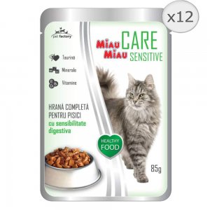 Hrana Umeda pentru Pisici Miau Miau Care Sensitive Ficat, 12 Plicuri x 85 g