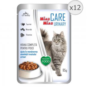 Hrana Umeda pentru Pisici Miau Miau Care Urinary Peste, 12 Plicuri x 85 g Hrana Umeda pentru Pisici Miau Miau Care Urinary Peste, 12 Plicuri x 85 g