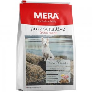 Hrana Uscata pentru Caini Mera Pure Fresh Meat Adult Mini Curcan & Cartof, 4 kg