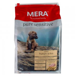 Hrana pentru Caini Mera Pure Sensitive Junior, Curcan & Orez, 4 kg Hrana pentru Caini Mera Pure Sensitive Junior, Curcan & Orez, 4 kg