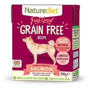 Pate Naturediet Grain Free Feel Good cu Somon, 390 g Pate Naturediet Grain Free Feel Good cu Somon, 390 g