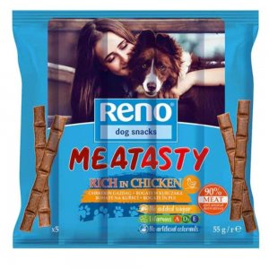 Recompense pentru Caini Reno Dog Snack Meaty Chicken Sticks, 55 g