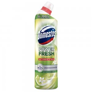 Dezinfectant Toaleta Domestos Power Fresh Total Hygiene, 700 ml, Parfum de Lamaie Verde, Dezinfectant pentru Vasul de Toaleta, Domestos Dezinfectant Anticalcar pentru WC, Solutii Dezinfectante Anticalcar pentru Baie, Solutie Domestos Curatare WC