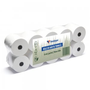Set 8 Role Termice ROLLIS, 79mm x 80m, Hartie Termica 48 g/m² fara Bisfenol A (BPA), Tub 12 mm Set 8 Role Termice ROLLIS, 79mm x 80m, Hartie Termica 48 g/m² fara Bisfenol A (BPA), Tub 12 mm