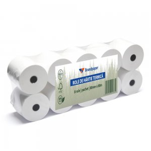 Set 8 Role Termice ROLLIS, 80mm x 80m, Hartie Termica 48 g/m² fara Bisfenol A (BPA), Tub 12 mm Set 8 Role Termice ROLLIS, 80mm x 80m, Hartie Termica 48 g/m² fara Bisfenol A (BPA), Tub 12 mm