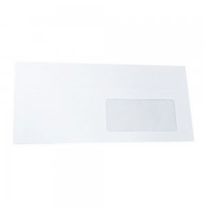 Plic DL, 110 x 220 mm, fereastra dreapta 35 x 90 mm, alb, banda silicon, 80 g/mp, 100 bucati/set