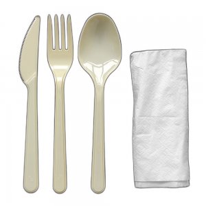 Set Tris Lux, Servetel + Lingura, Furculita si Cutit Reutilizabile, Ambalate Cate 100 Buc/Set Set Tris Lux, Servetel + Lingura, Furculita si Cutit Reutilizabile, Ambalate Cate 100 Buc/Set