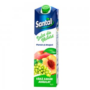 Suc Necarbogazos Santal Dulce din Natura, cu Aroma de Piersici si Struguri, Cantitate 1000 ml