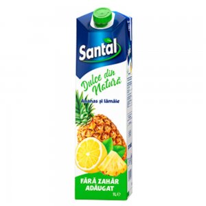 Suc Necarbogazos Santal Dulce din Natura, cu Aroma de Ananas si Lamaie, Cantitate 1000 ml