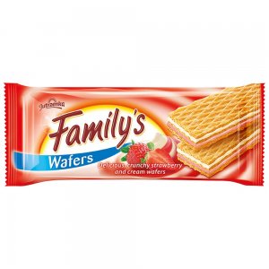 Family Wafers, Napolitane, Crema de Smantana si Capsuni, Cantitate 180 g