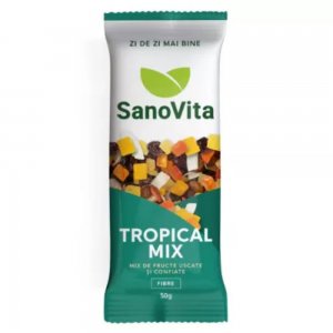 Mix de Fructe Uscate si Confiate Tropical Sano Vita, Cantitate 50 g