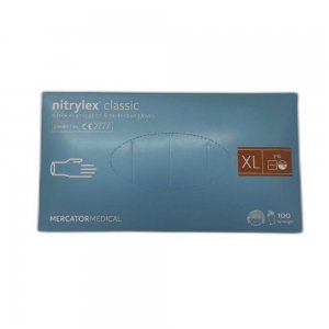 Manusi pentru Examinare Nitrylex din Nitril, 100 Buc/Cutie, Nepudrate, Marimea XL, Culoare Albastru