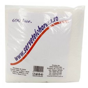 Servetele Albe, 18x18 cm, 1 Strat, 600 Buc