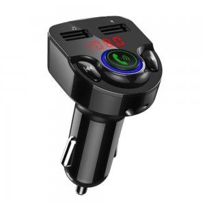 Transmitator FM Bluetooth 5.0, Player Muzical, Convorbiri Telefonice Hands-Free, Dual USB, Port USB Incarcare Rapida, Negru Transmitator FM Bluetooth 5.0, Player Muzical, Convorbiri Telefonice Hands-Free, Dual USB, Port USB Incarcare Rapida, Negru